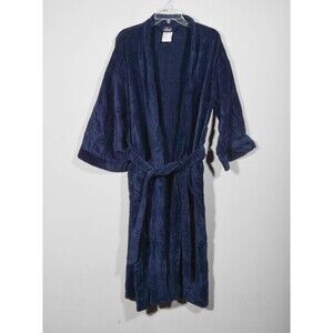 Vintage Puritan Terry Cloth Navy Blue Thick Full Length Bath Robe One Size